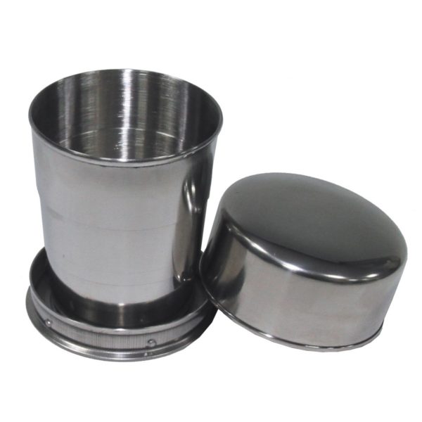 M.F.H Telescopic Drinking Cup Army Surplus Style Stainless Steel Carry Pouch 150ml
