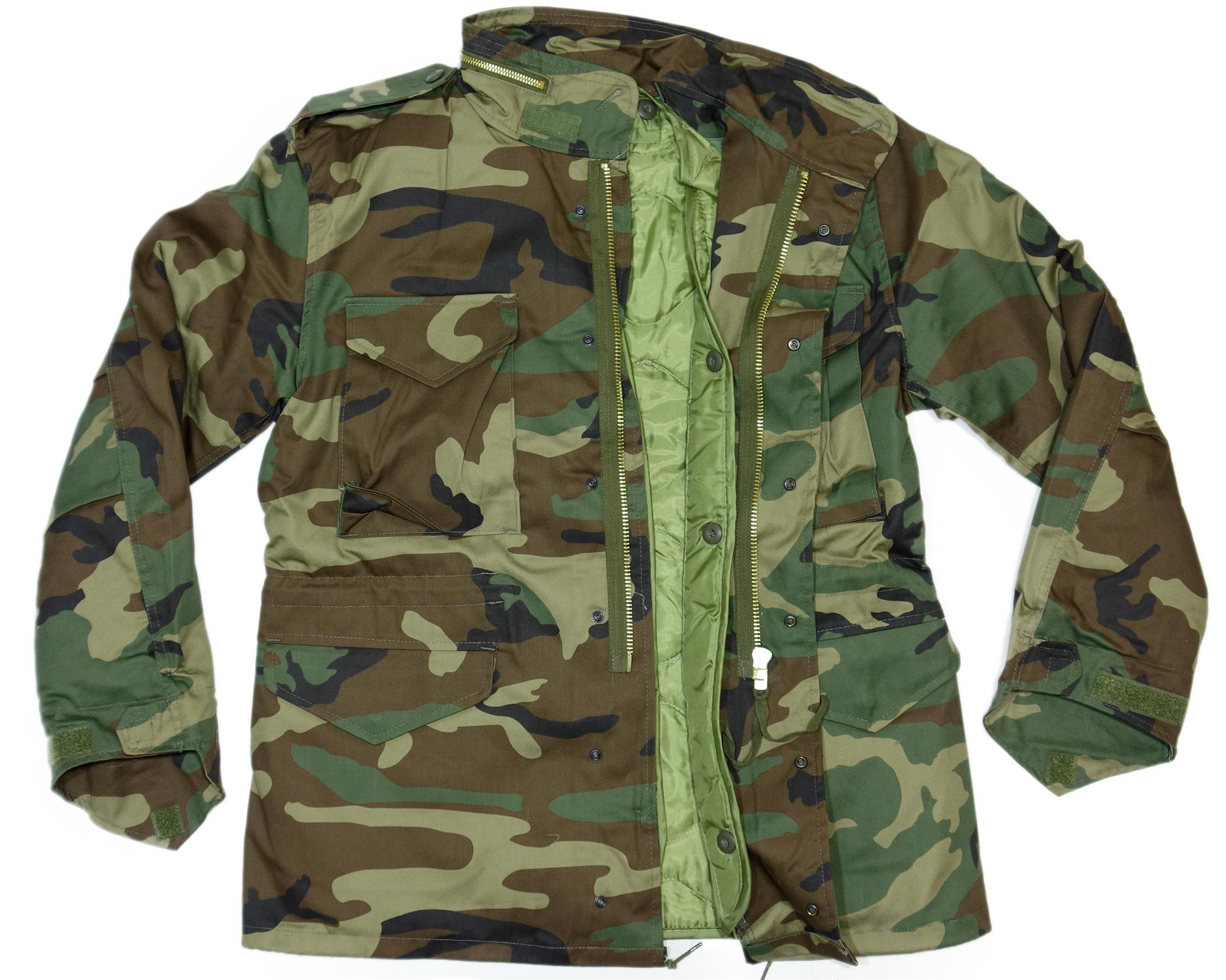 Classic US M65 army combat field jacket Vietnam military patrol style coat Woodland