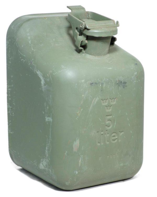 Genuine NEW Swedish army surplus metal 5 litre petrol jerry can