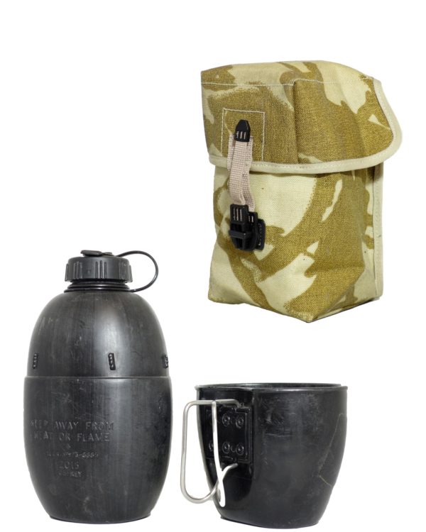 58 Pattern Water Bottle in Desert DPM Pouch British Army Surplus