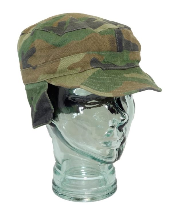 Croatian army military surplus woodland camo BDU field cap peak - Image 2