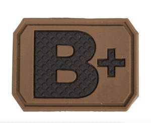 Army Surplus Style PVC Blood Group Type Velcro Patch