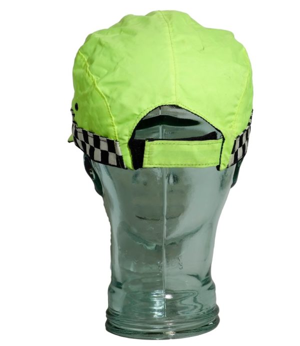 Obsolete police surplus waterproof chequered yellow hi viz safety cap - Image 2