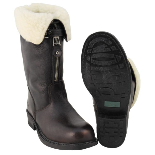 Italian Piston Leather Boots Shearling Leather Wool Lined Zips