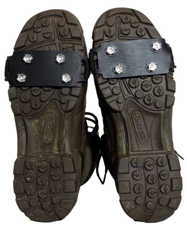 Pair of ice grip boot shoe strap on cleats spike grip crampon