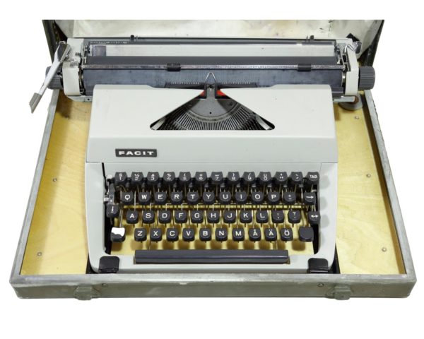 Swedish Army Surplus Vintage Facit Type Writer in wooden case