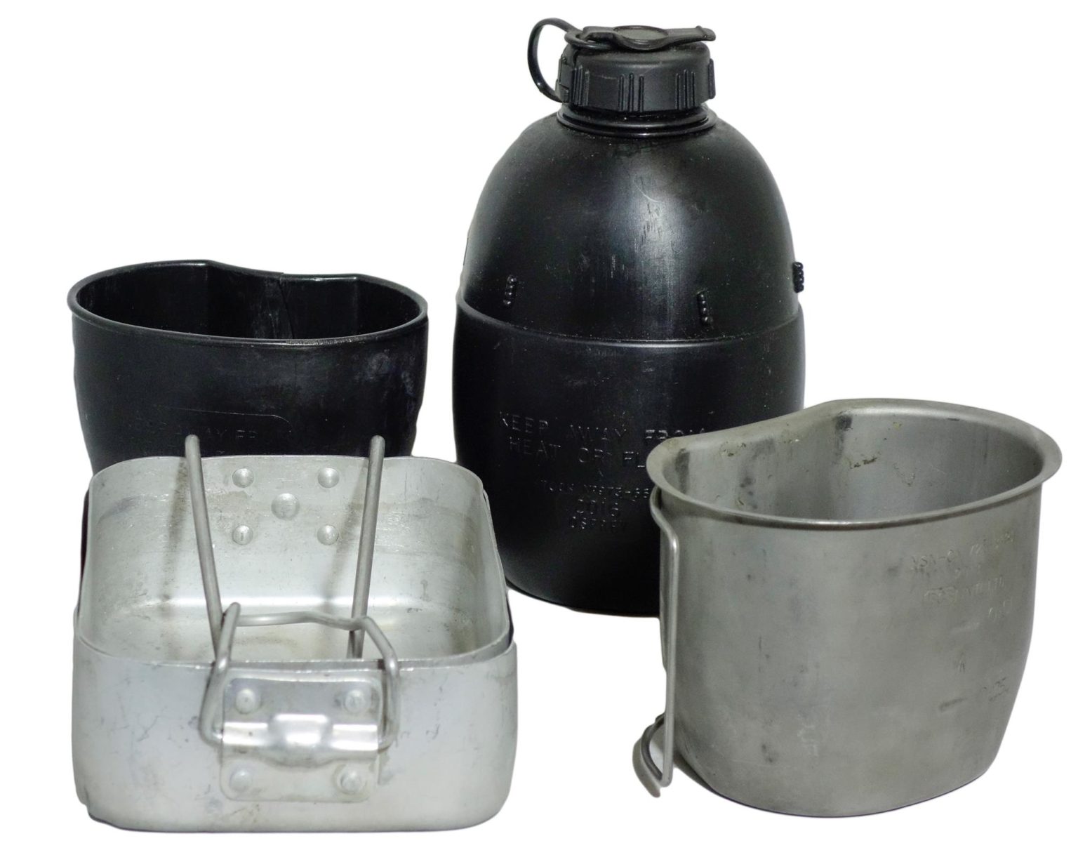 Bushcraft Survival Kit: Water Bottle, Mess Tins, Knife/Fork/Spoon, Flint Fire Starter