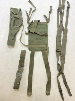 Vintage Canvas French army surplus 5 piece webbing radio harness yoke