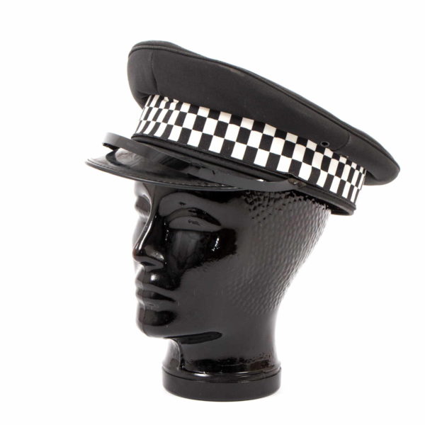 British police / constabulary surplus black chequer peaked cap hat