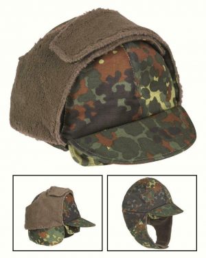 BRAND NEW German army surplus winter hat cap neck cover flecktarn thermal