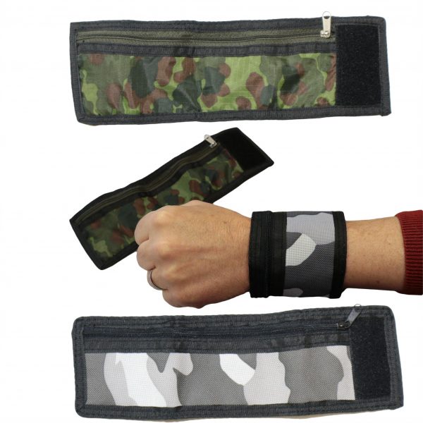Camouflage velcro fastening wrist wallet purse running travel