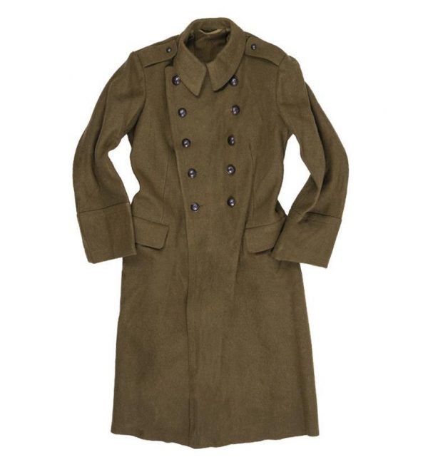 Genuine Romanian Army Wool Trench Coat Black Buttons Vintage