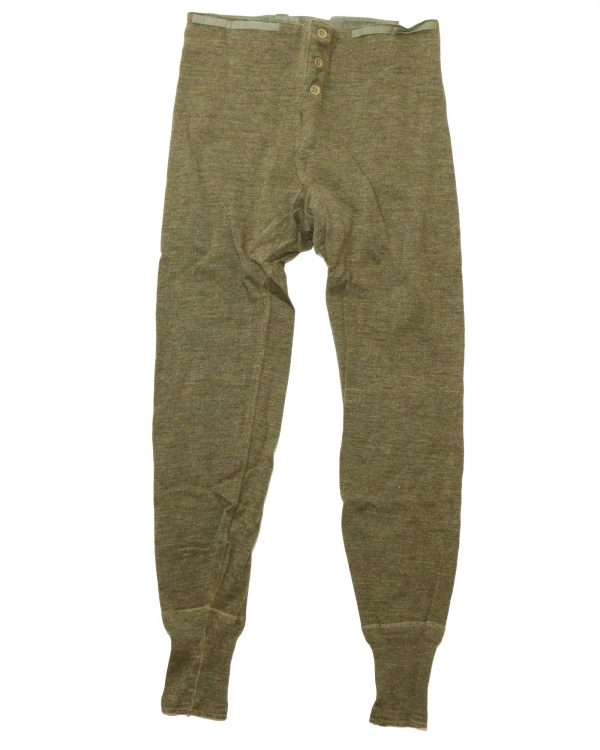 Vintage French Army Surplus Wool Long Johns Olive - Image 2