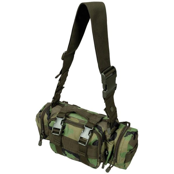 Army Style Woodland Camouflage Hip and Shoulder Bag Molle - Image 2