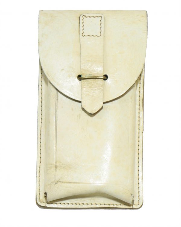 Genuine Italian Army Surplus White / Cream Leather Pouch with Divider