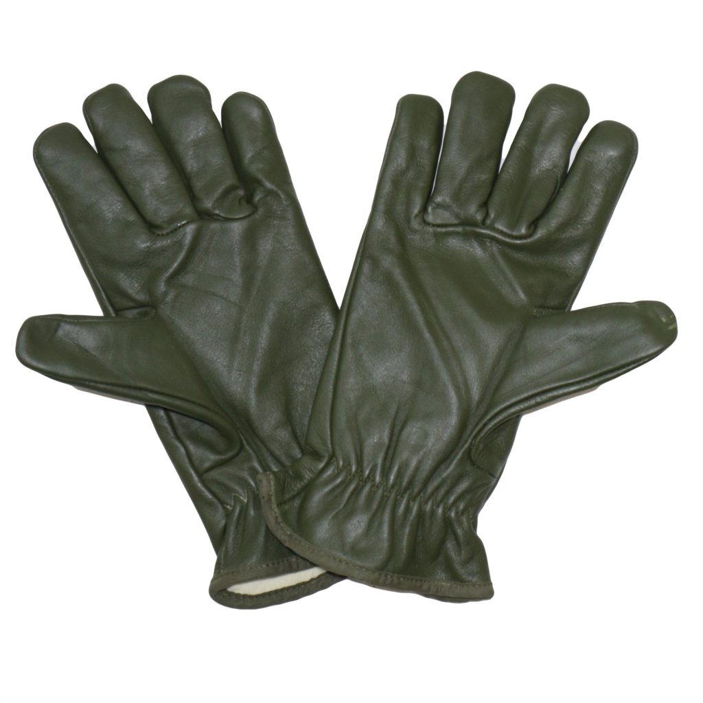 Brand New French Army Surplus Leather Combat Gloves Fabric Lined