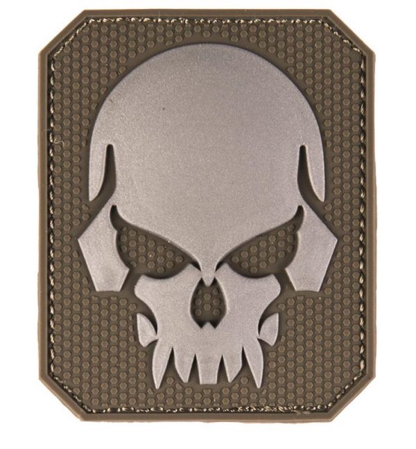 3D PVC Army Style Skull Patch with Hook and Loop Fixing
