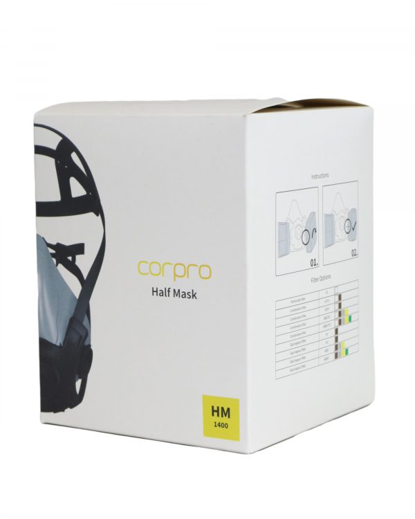Corpro HM1400 Half Face Mask Respirator and 2 filters