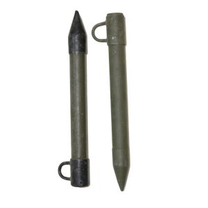 2 x Vintage German Army Wooden Tent Poles OD Green Heavy Duty