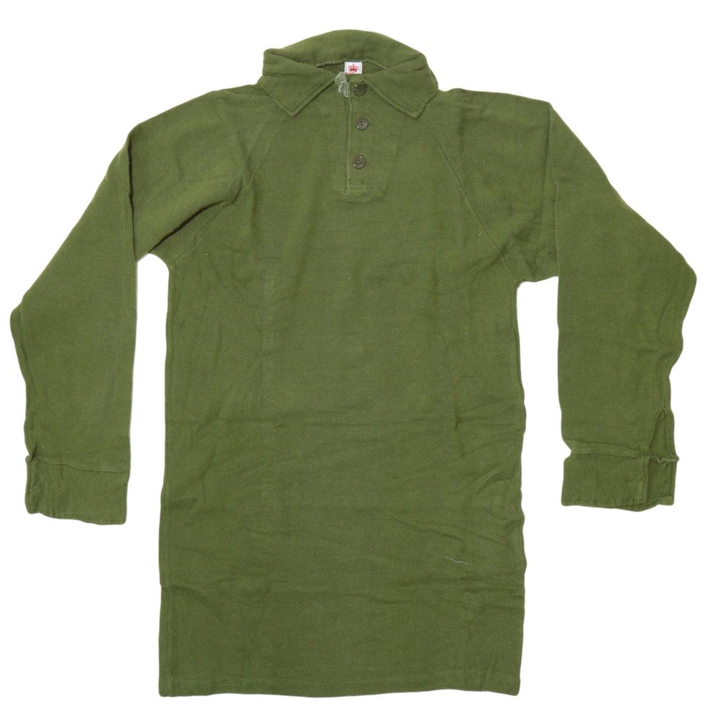 Genuine Danish Army Surplus Olive Green Polo Shirt Long Sleeve