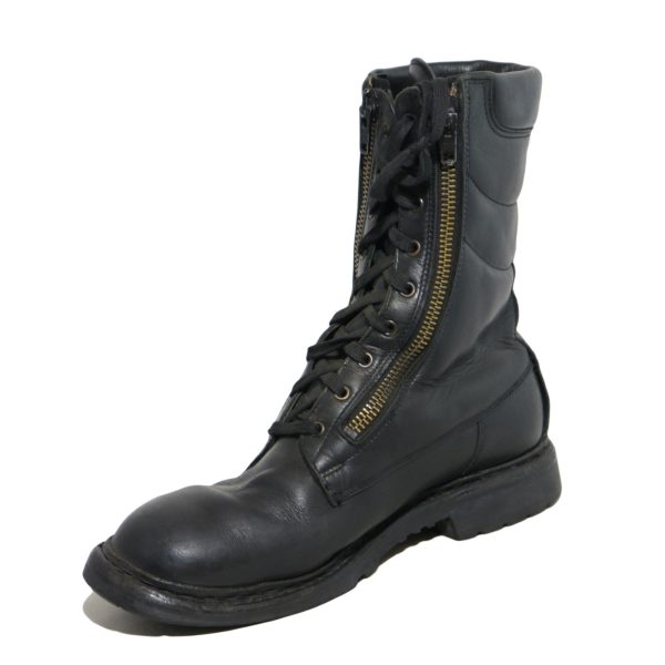 Genuine French Army Surplus Double Zip Leather Combat Boots - Image 2
