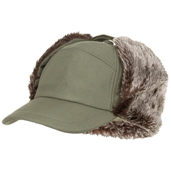 Military Style Trappers Cap With Fold Down Ear Covers Faux Fur - Image 3