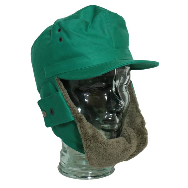 Genuine Austrian Army Surplus Apple Green Winter Cap Fold Down Ears - Image 2