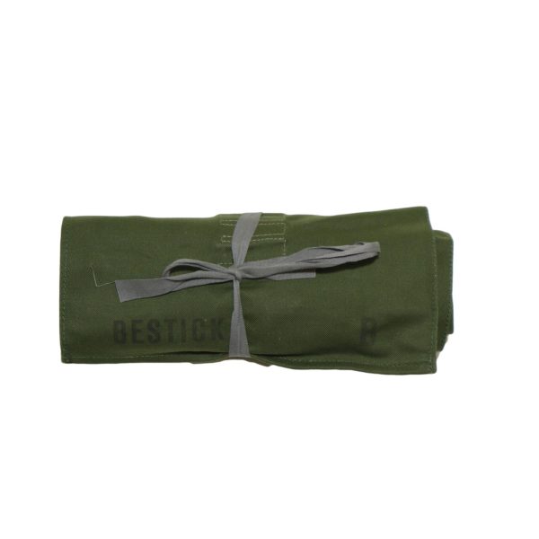 Genuine Swedish Army Surplus Tool Cutlery Roll Canvas Vintage Olive Green