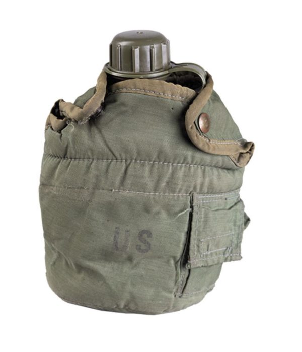 Genuine US army 1 quart water bottle canteen field flask olive green with cover