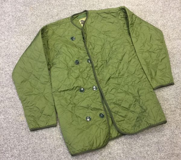 British army surplus quilted olive green cold weather jacket liner