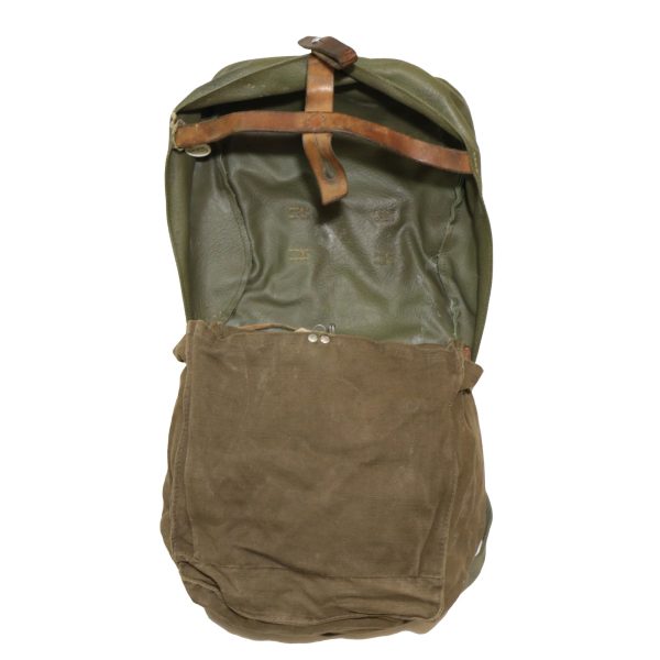 Genuine Vintage Swiss Army Surplus Canvas and Leather Bread Shoulder Bag - Image 3