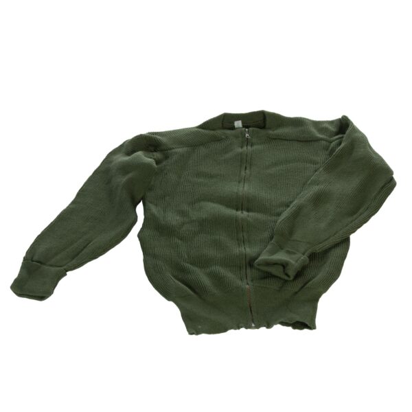 Genuine Swedish Army Surplus Wool Zip Up Cardigan Olive