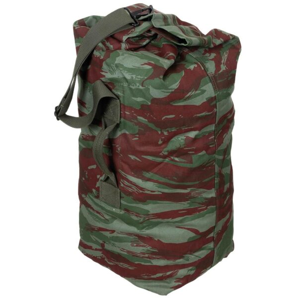 Recycled French Army Leopard Camouflage Duffle Bag Sea Sack 50L