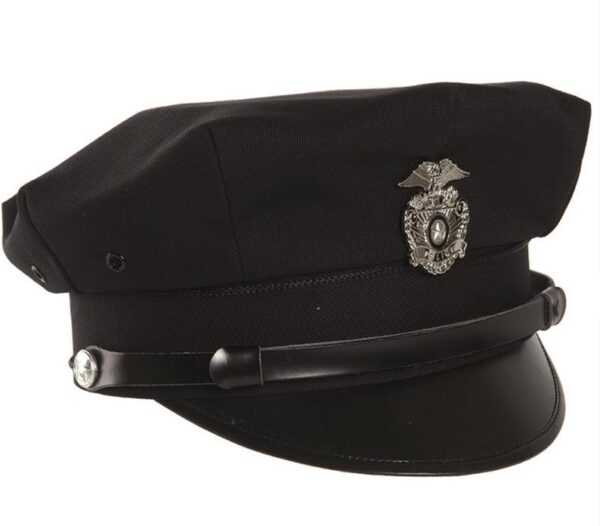 US Police Officer Uniform Black Cap Hat REPRO BRAND NEW