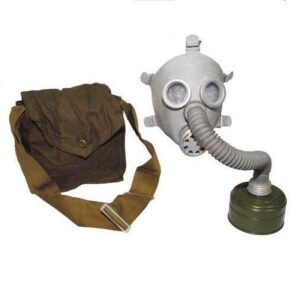 Russian child sized gas mask, tubing and bag - UNISSUED  in 2 colours