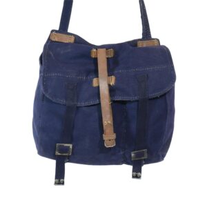 Genuine Romanian Army Surplus Blue Canvas Shoulder Bag Leather Straps