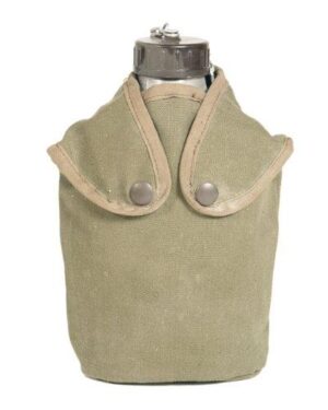 BRAND NEW French army surplus style metal canteen, metal mug and cover