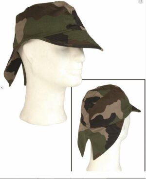 French army surplus woodland camouflage field cap / hat with neck flap