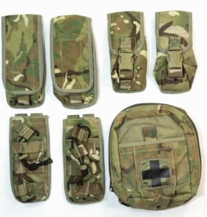 Set of 7 British army surplus MTP camo Osprey pouches