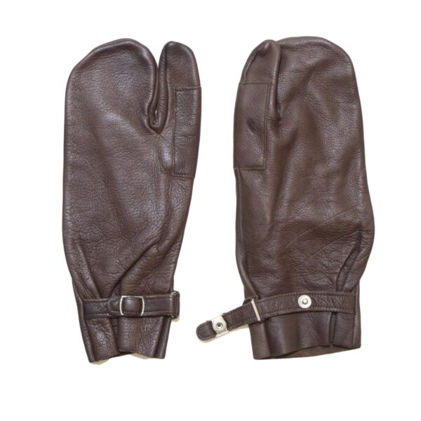 Genuine British Army Brown Leather 3 Finger Mitts Grade 1