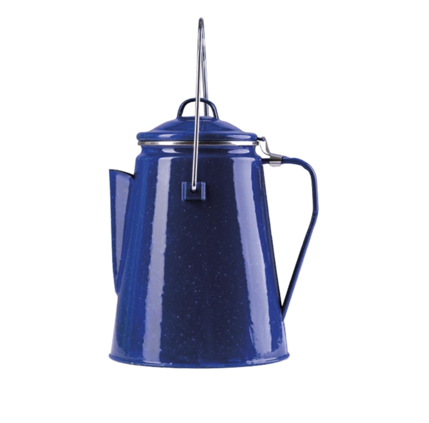 Enamel coated steel coffee percolator , retro vintage style complete with insert