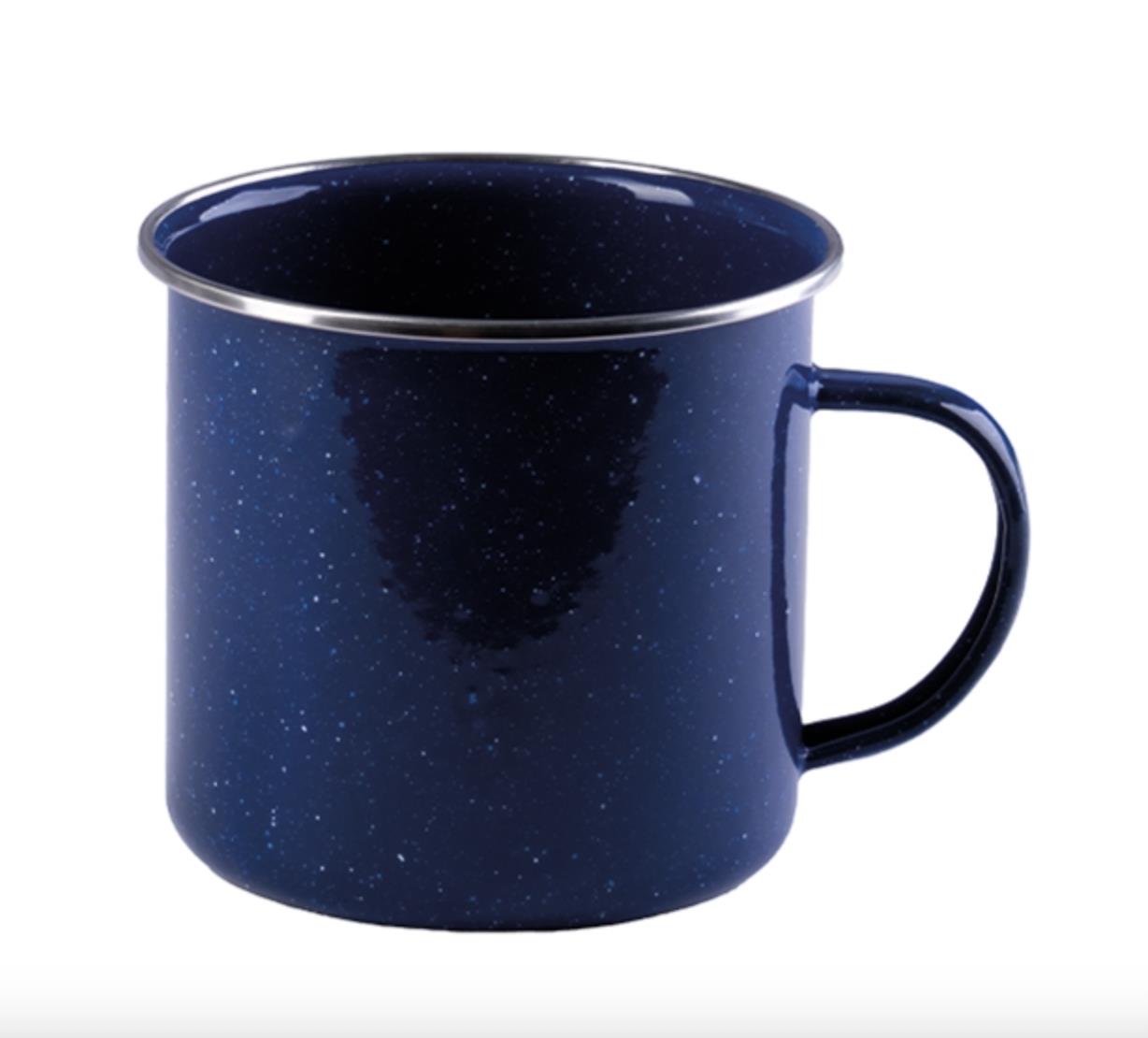 Blue Enamel Coated Metal Camping Cup New 350ml