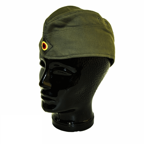 German army surplus olive green moleskin cap with badge