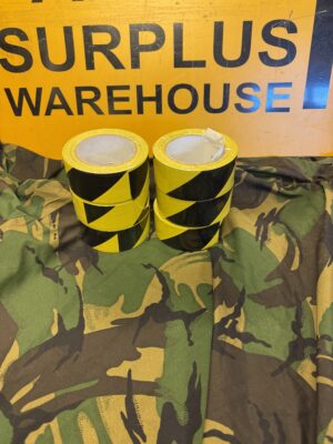 6 x reels of ANKER black and yellow hazard tape, each 33m in length