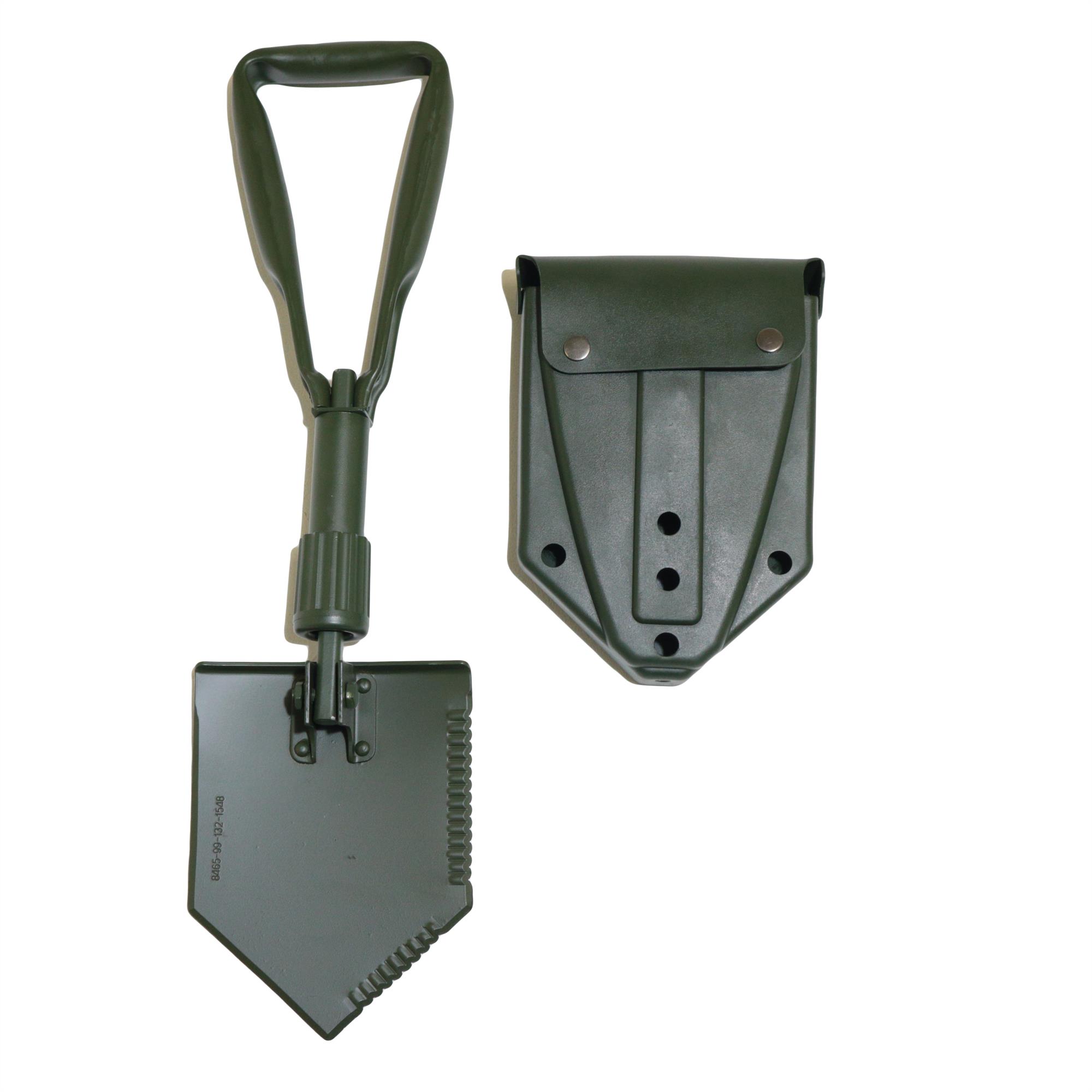 Genuine British Army Nato Issue Green Folding Spade Shovel in Case - Image 2