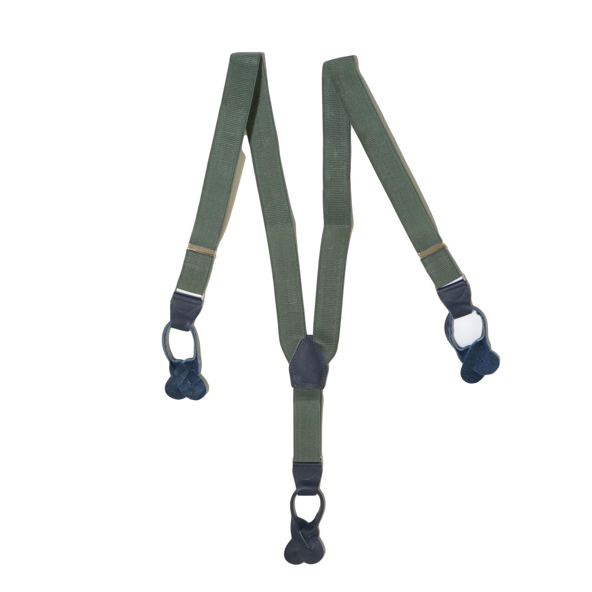 Czech Army Surplus M60 Trouser Elasticated Suspenders Unissued Olive Green Leather