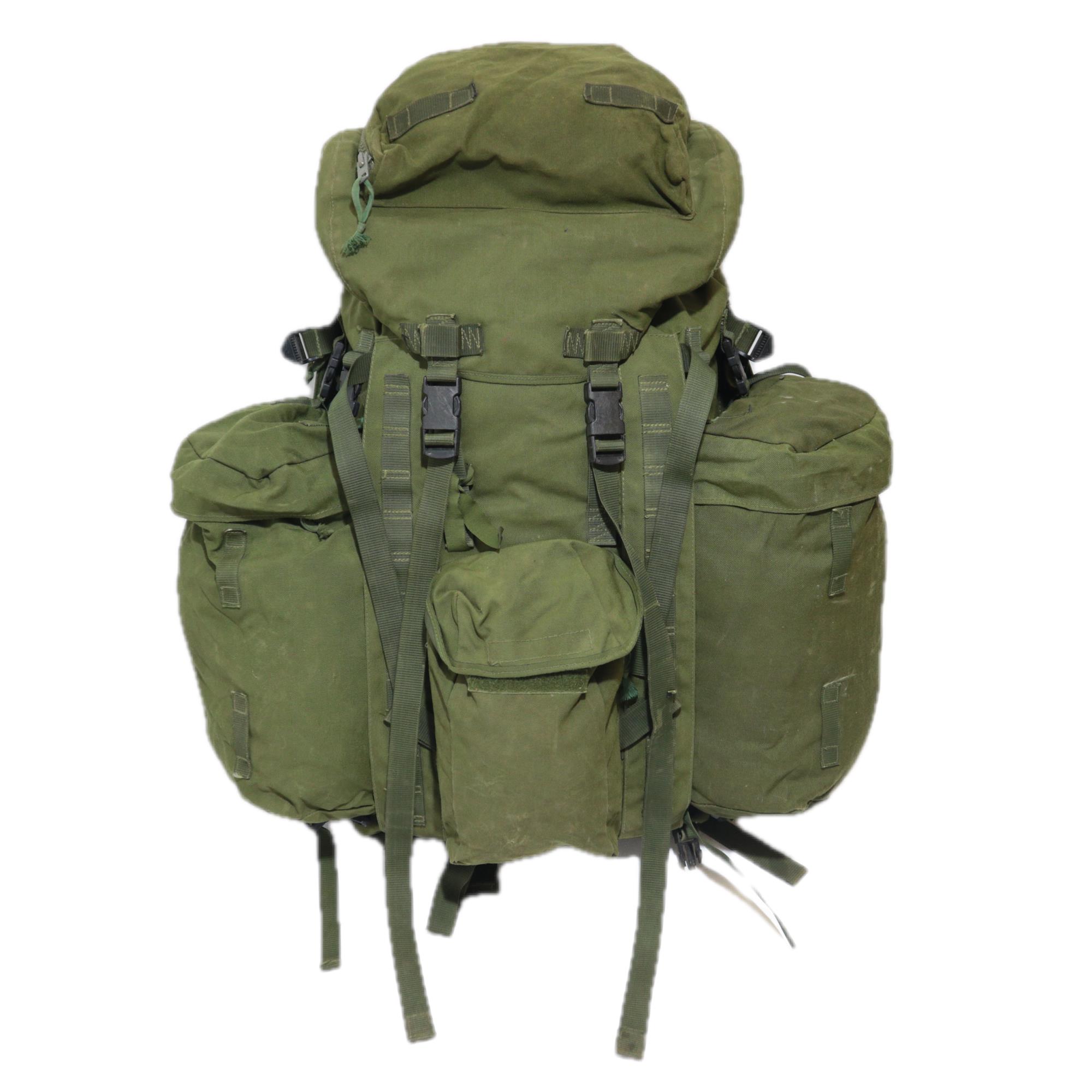 British Army Olive Green Infantry Bergen 100L PLCE with side po