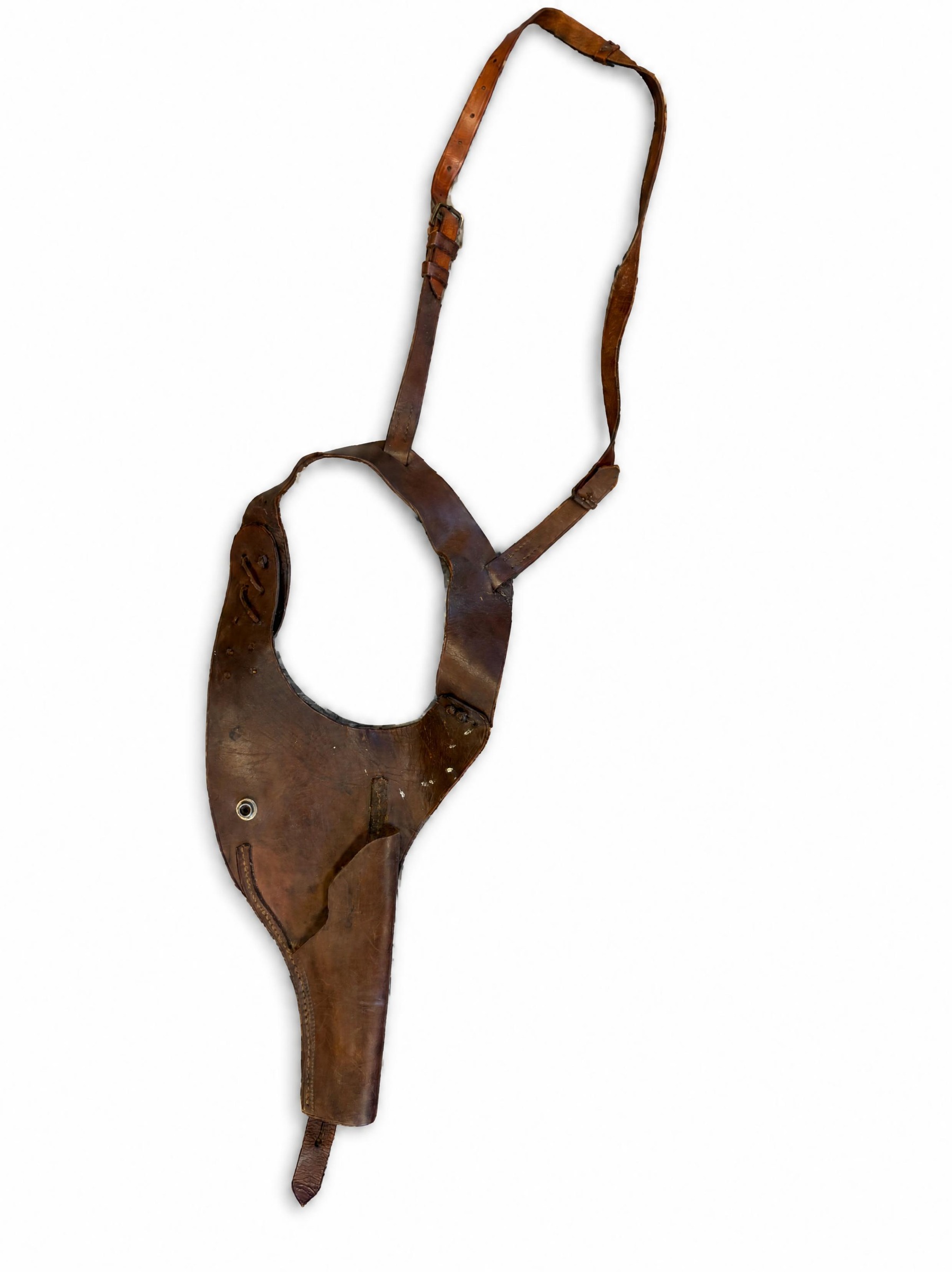 Vintage brown leather military revolver / pistol shoulder holster