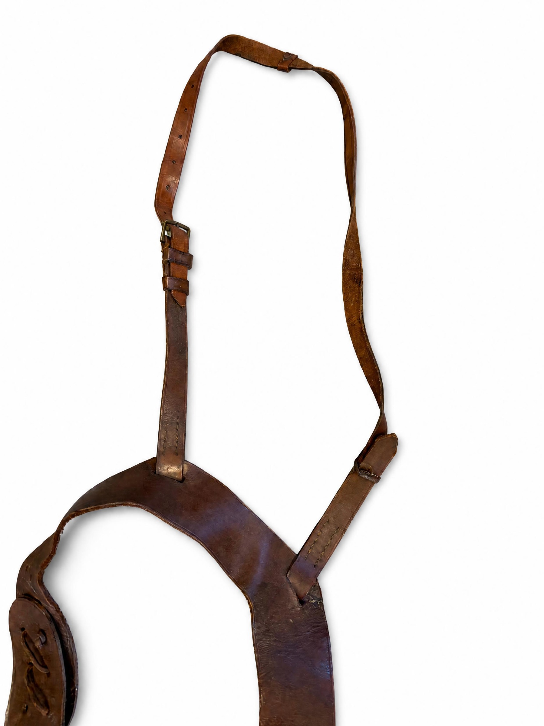 Vintage brown leather military revolver / pistol shoulder holster - Image 3