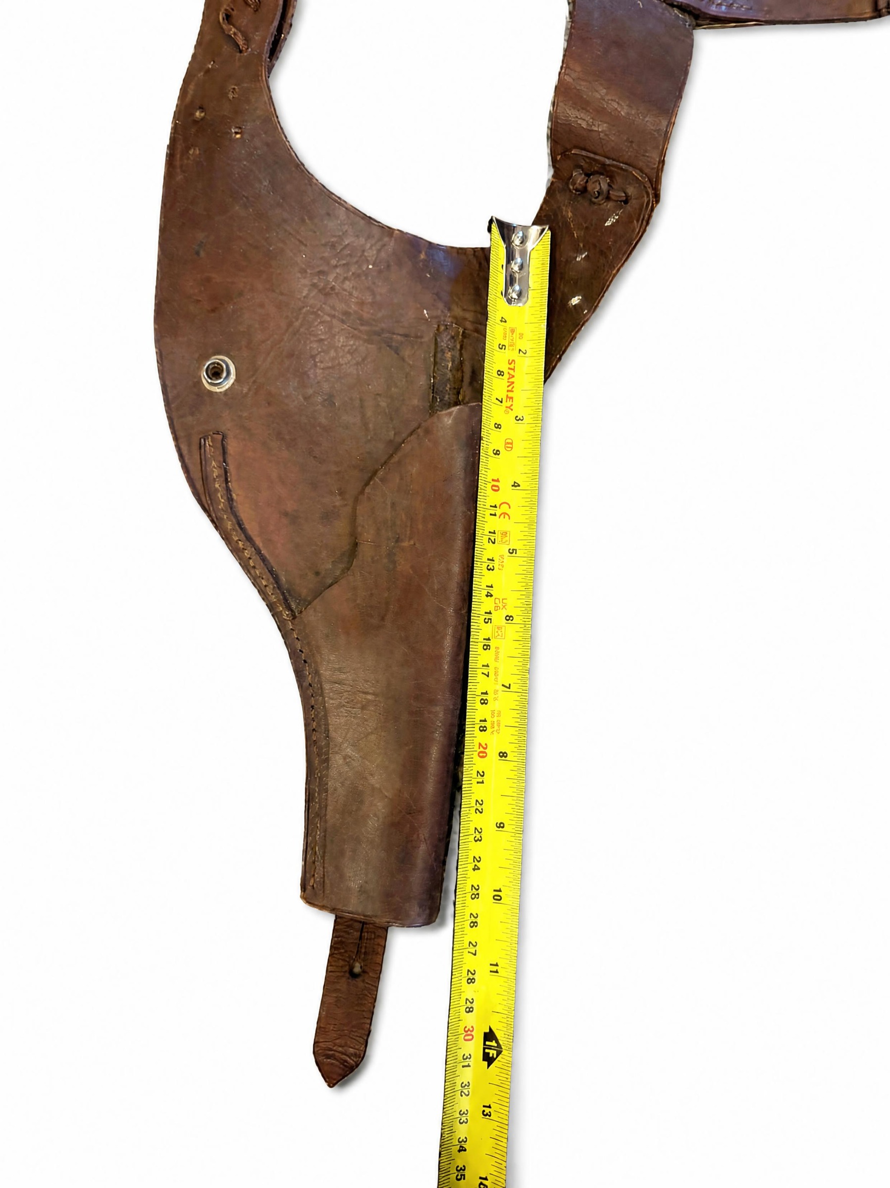 Vintage brown leather military revolver / pistol shoulder holster - Image 4